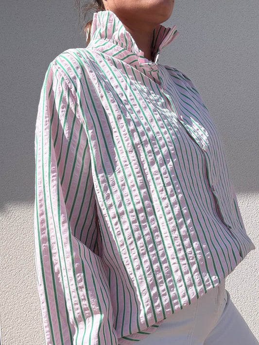 CHEMISE RAYEE ROSE ET VERT