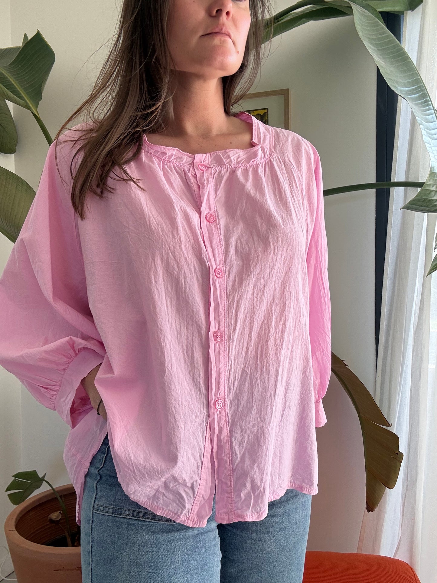 BLOUSE EN COTON ROSE
