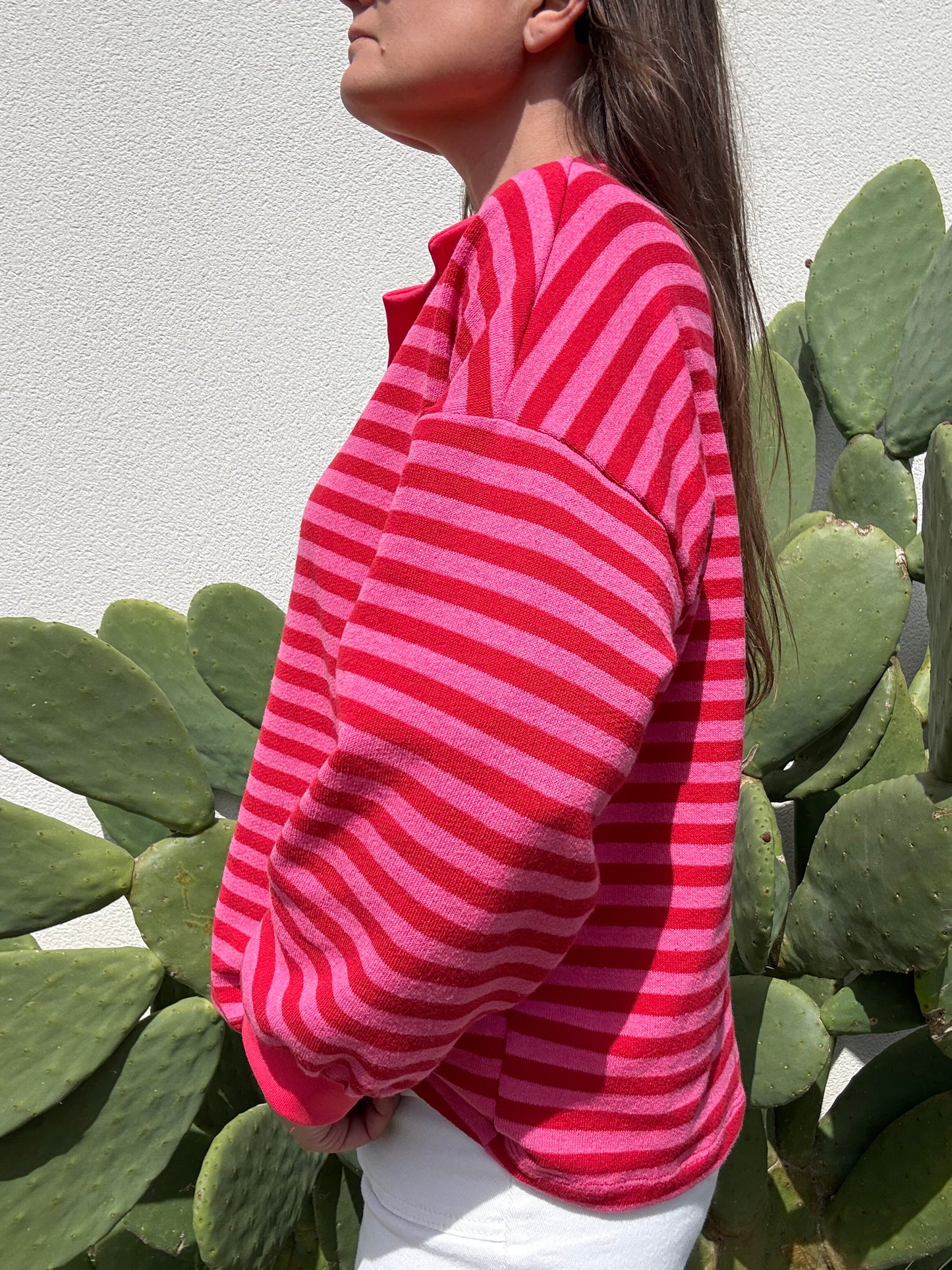 POLO SWEAT RAYE ROUGE/ROSE