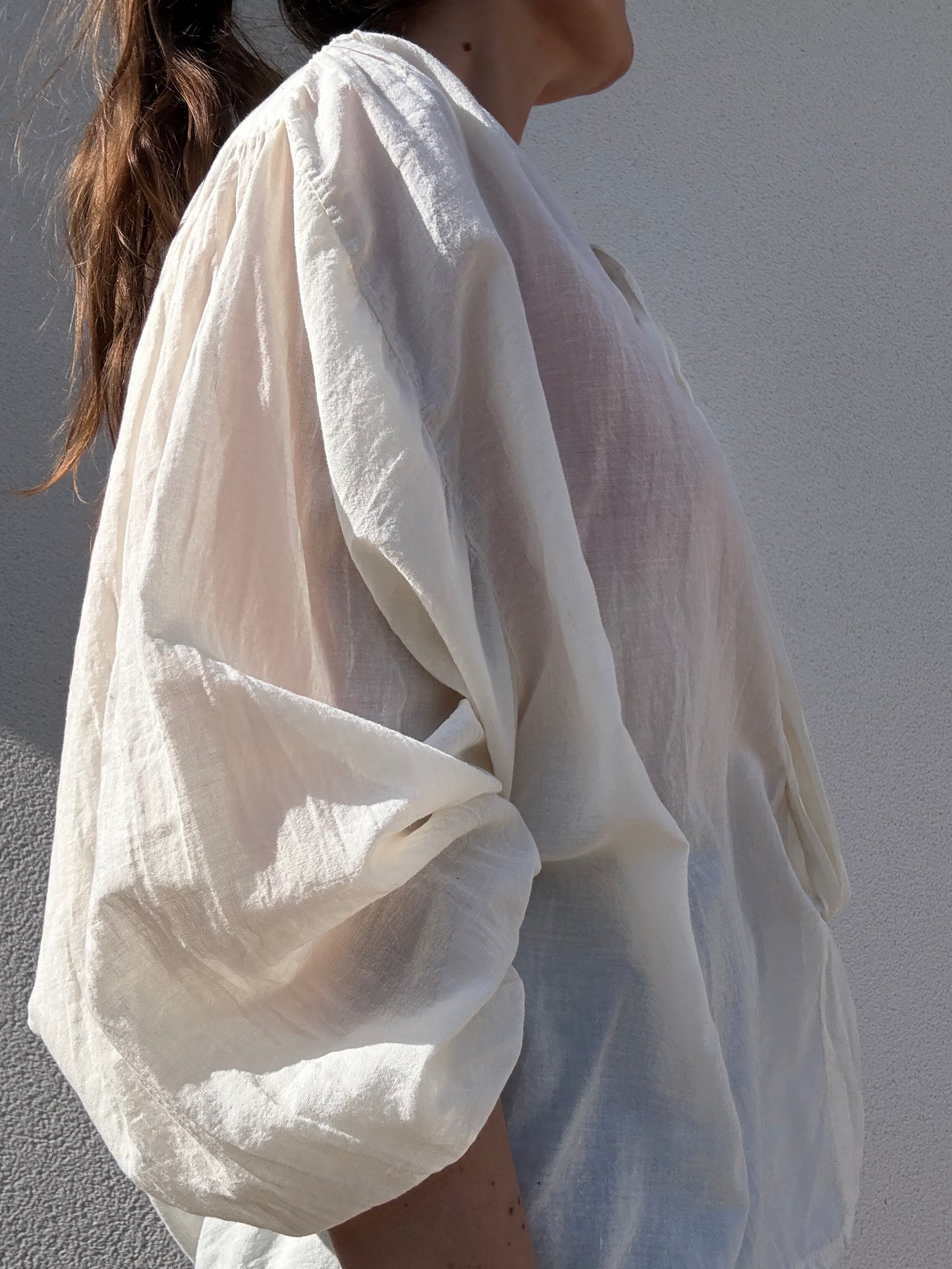 BLOUSE VOILE DE COTON OVERSIZE IVOIRE