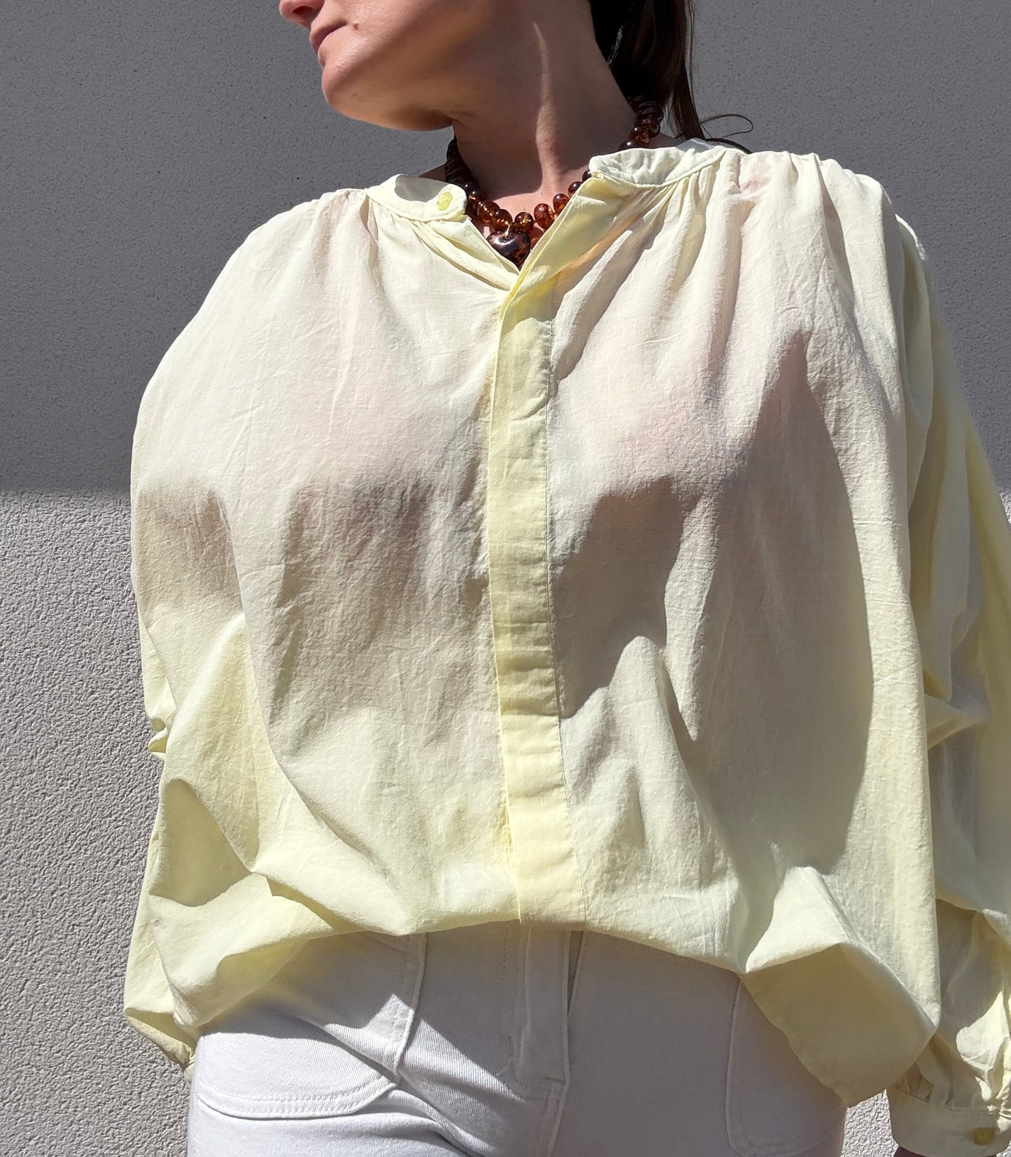 BLOUSE VOILE DE COTON OVERSIZE BUTTER YELLOW