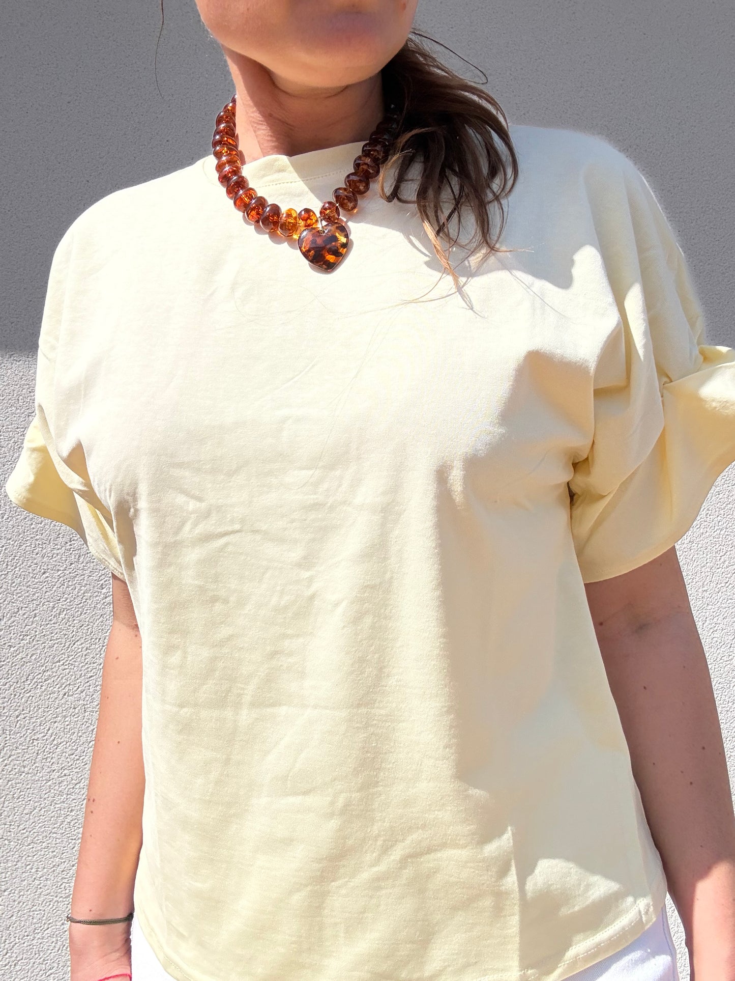 TEE SHIRT MANCHES VOLANTEES JAUNE