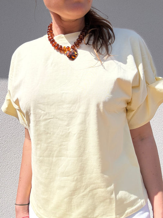 TEE SHIRT MANCHES VOLANTEES JAUNE