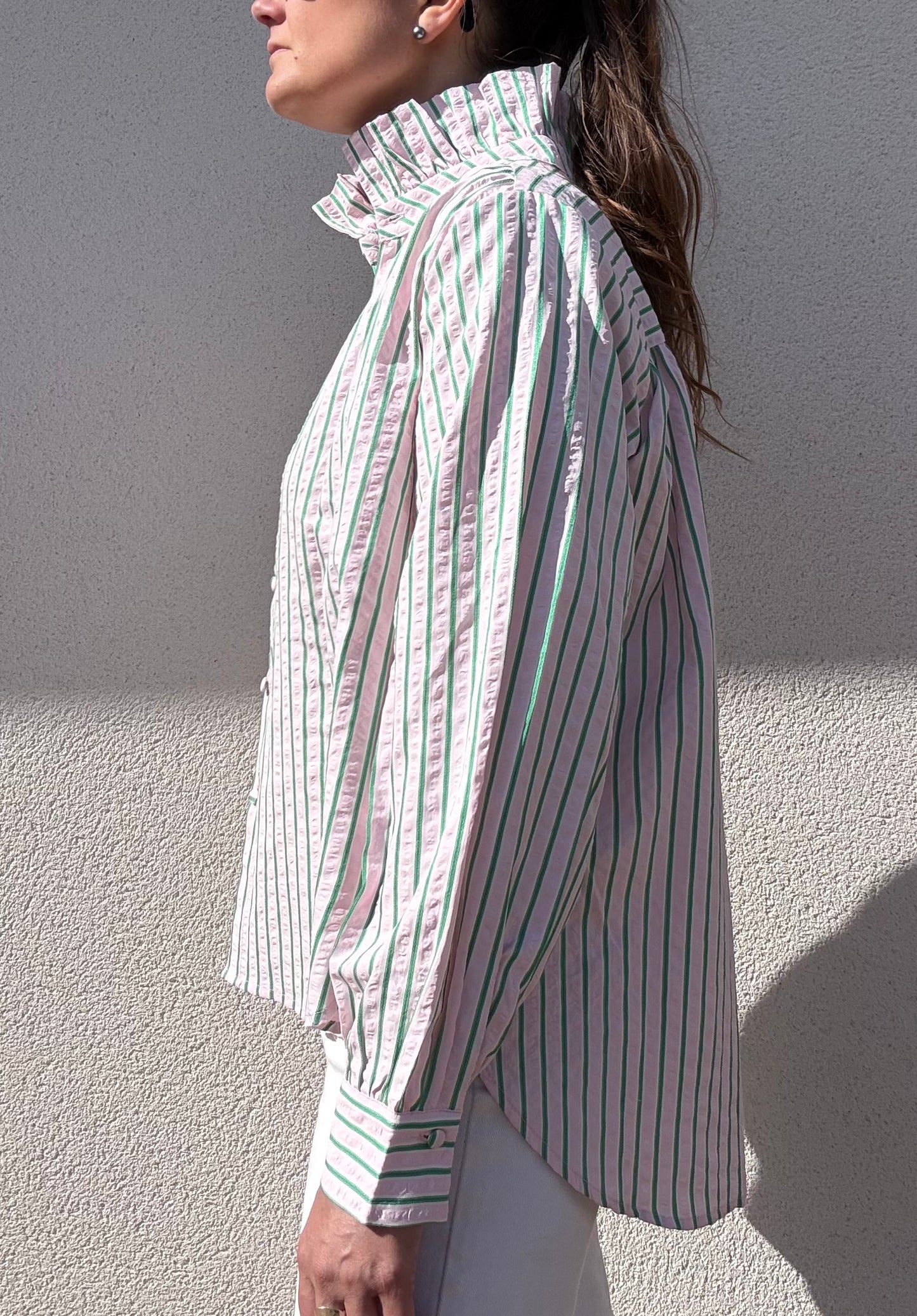 CHEMISE RAYEE ROSE ET VERT