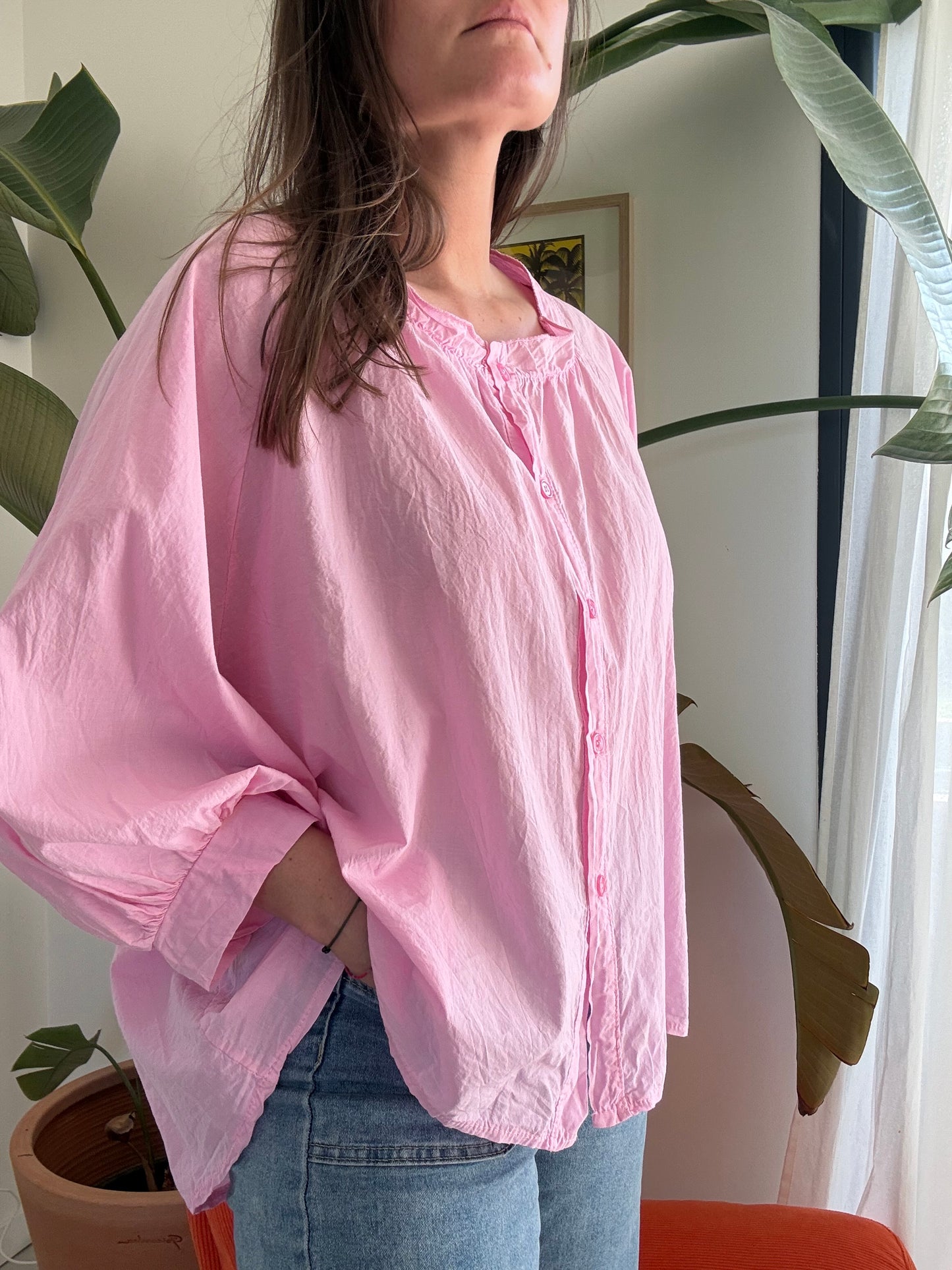 BLOUSE EN COTON ROSE