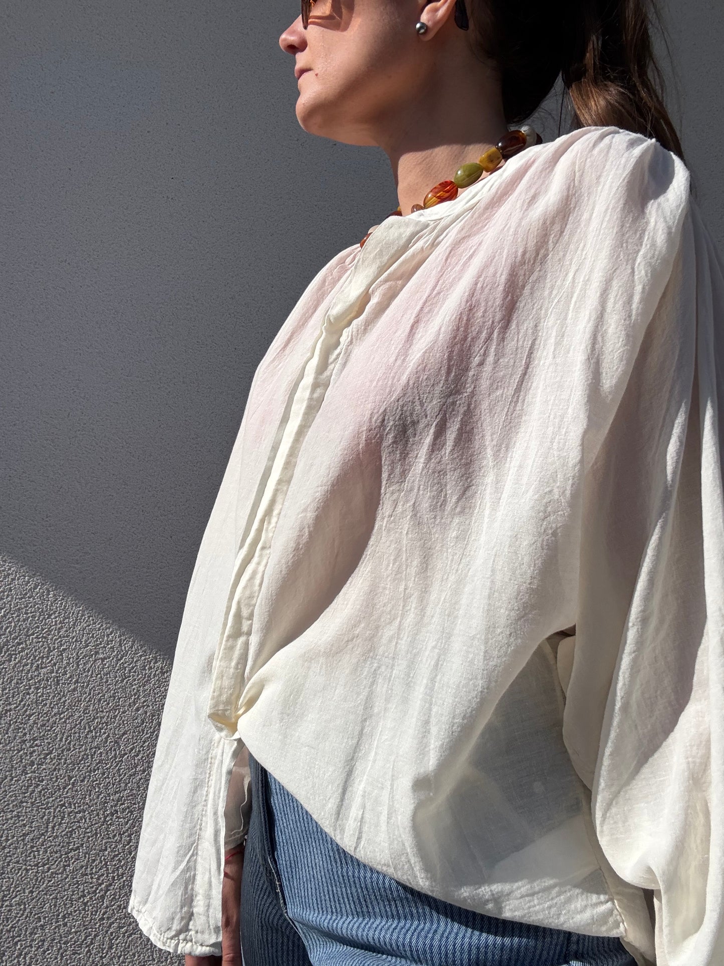 BLOUSE VOILE DE COTON OVERSIZE IVOIRE