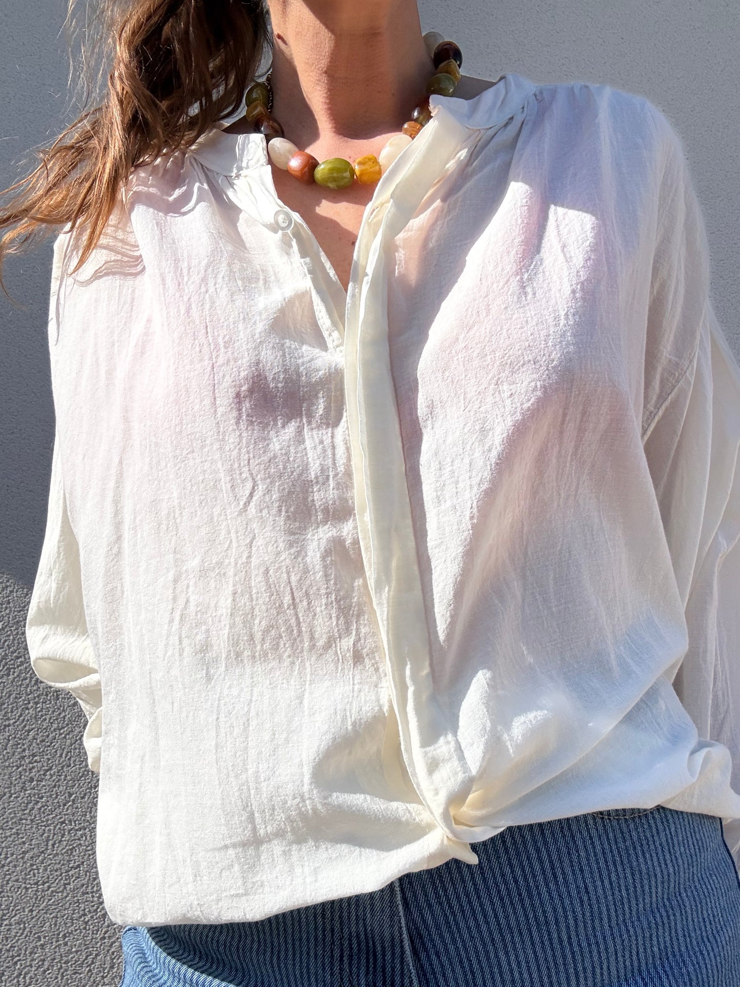 BLOUSE VOILE DE COTON OVERSIZE IVOIRE