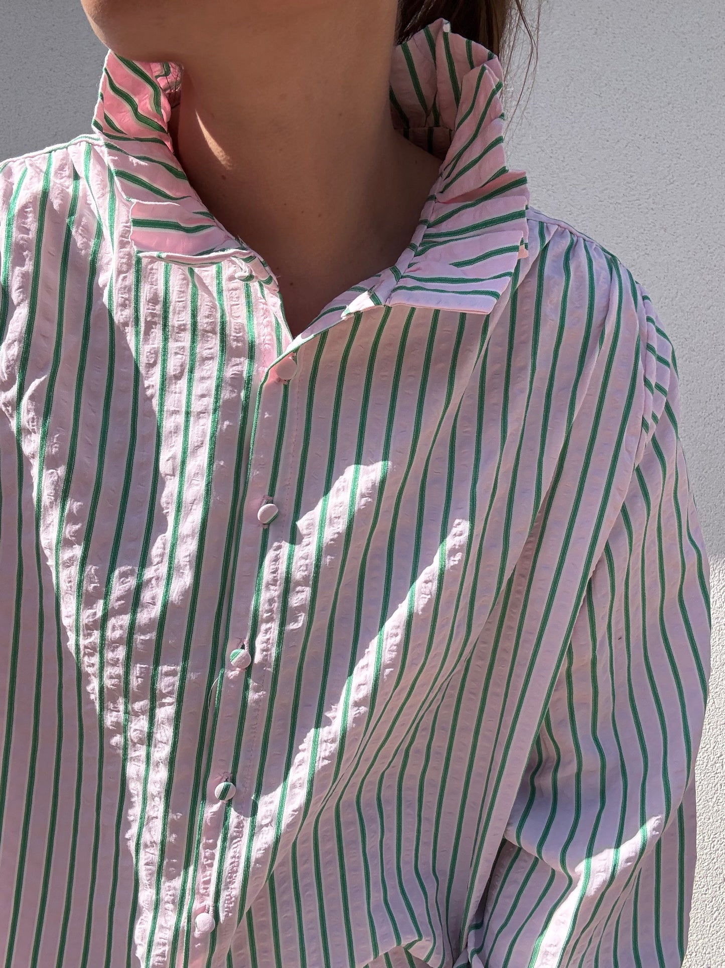CHEMISE RAYEE ROSE ET VERT