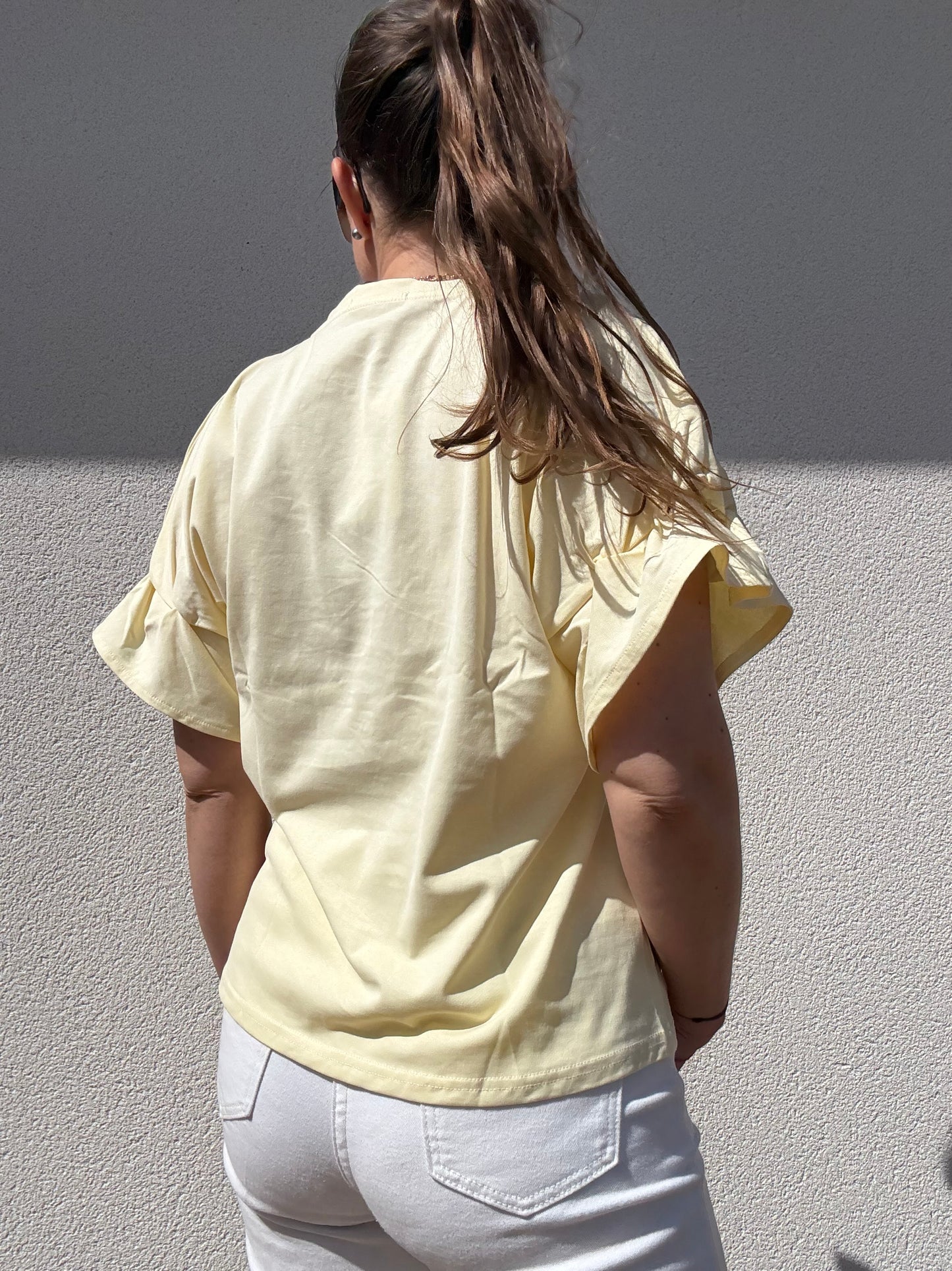 TEE SHIRT MANCHES VOLANTEES JAUNE